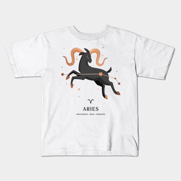 Aries Constellation Zodiac Series Kids T-Shirt by paulineberger